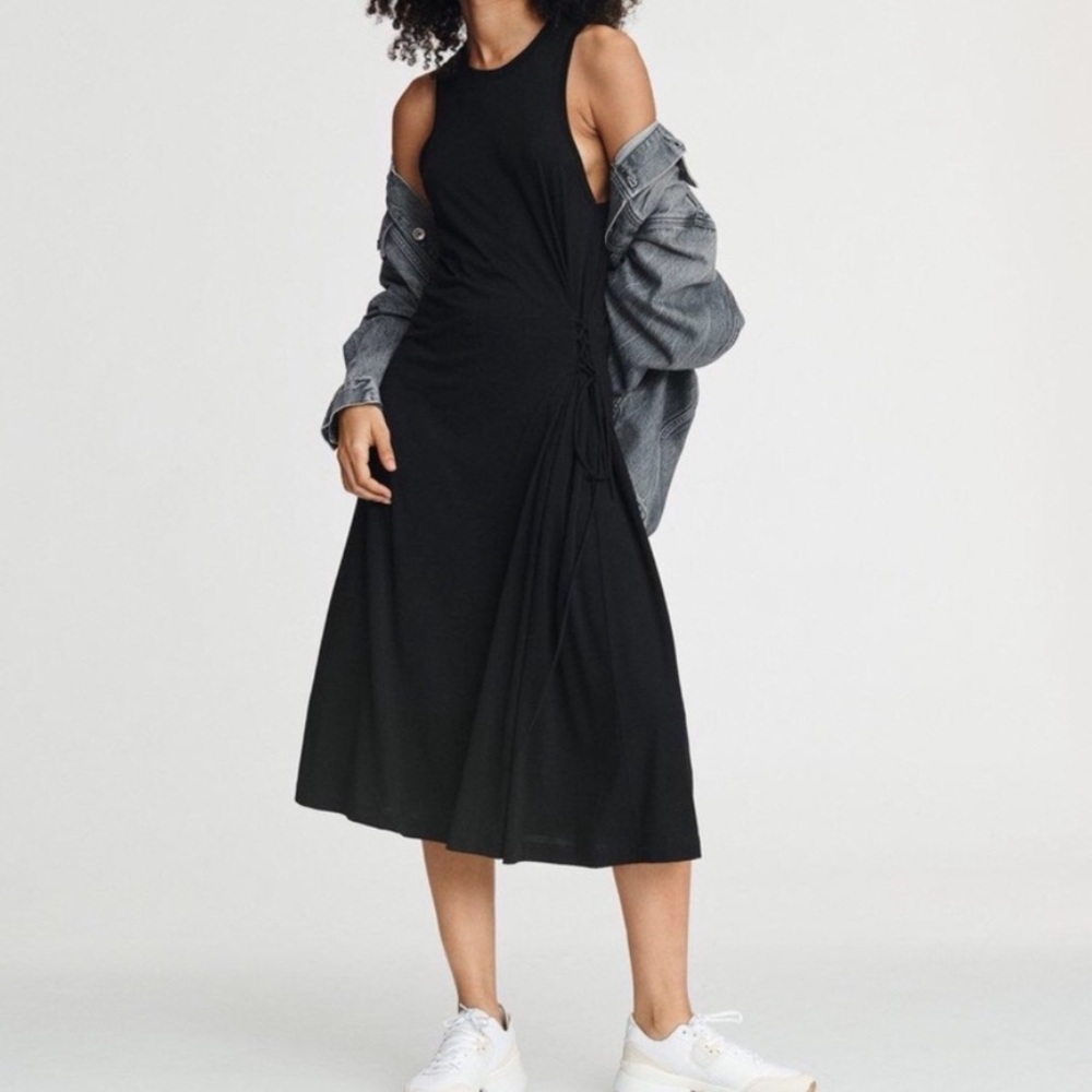 Rag & Bone Luca Lace-Up Sleeveless‎ Tank Racerback Dress Black Small